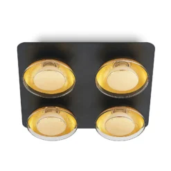 Lindby Deckenlampe Erin, 4-flg., 30 cm, schwarz/gold, Glas