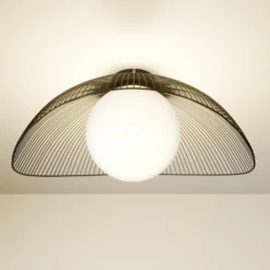 Lindby Deckenlampe Fabronia, schwarz/weiß, Glas, Kugel, E27