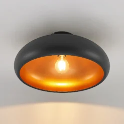 Lindby Deckenlampe Gerwina, schwarz/gold, Metall, 40 cm, E27