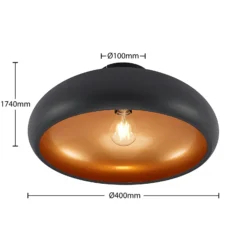 Lindby Deckenlampe Gerwina, schwarz/gold, Metall, 40 cm, E27