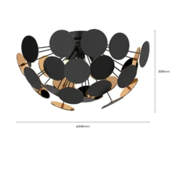 Lindby Deckenlampe Kinan, Ø 54 cm, schwarz, gold, E14