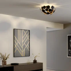 Lindby Deckenlampe Kinan, Ø 54 cm, schwarz, gold, E14