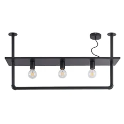 Lindby Deckenlampe Kirista, 3-flg., schwarz, 100 cm, E27