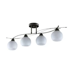 Lindby Deckenlampe Leanda, 80 cm, vierflammig, Metall, Glas