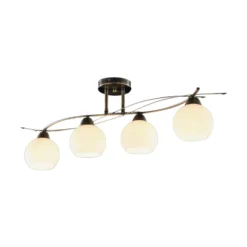 Lindby Deckenlampe Leanda, 80 cm, vierflammig, Metall, Glas