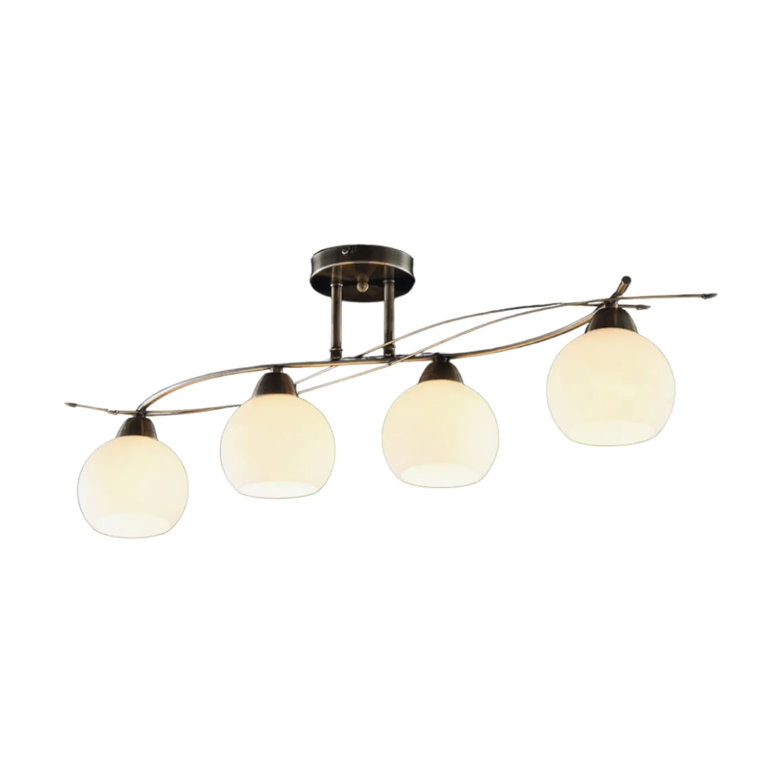 Lindby Deckenlampe Leanda, 80 cm, vierflammig, Metall, Glas