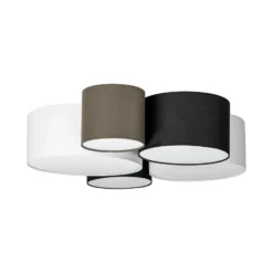 Lindby Deckenlampe Lettie, grau/schwarz/weiß, 5-flammig, E27
