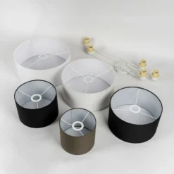 Lindby Deckenlampe Lettie, grau/schwarz/weiß, 5-flammig, E27