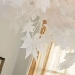 Lindby Deckenlampe Maple, Ø 70 cm, chrom, weiß, Textil