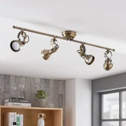 Lindby Deckenlampe Perseas, 78 cm, 4-flg., altmessing, GU10