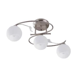 Lindby Deckenlampe Svean, 3fl, nickel/weiß, Glas, Länge 60cm