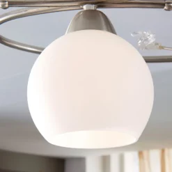 Lindby Deckenlampe Svean, 3fl, nickel/weiß, Glas, Länge 60cm
