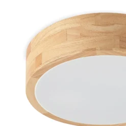 Lindby Deckenlampe Tanju, Ø30 cm, 2-flg., Kautschukholz, E27