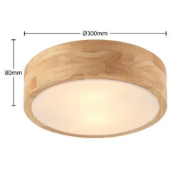 Lindby Deckenlampe Tanju, Ø30 cm, 2-flg., Kautschukholz, E27