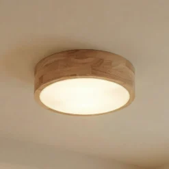 Lindby Deckenlampe Tanju, Ø30 cm, 2-flg., Kautschukholz, E27
