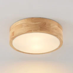 Lindby Deckenlampe Tanju, Ø30 cm, 2-flg., Kautschukholz, E27