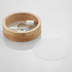 Lindby Deckenlampe Tanju, Ø30 cm, 2-flg., Kautschukholz, E27