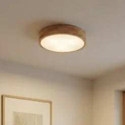 Lindby Deckenlampe Tanju, Ø40 cm, 3-flg., Kautschukholz, E27