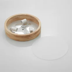 Lindby Deckenlampe Tanju, Ø40 cm, 3-flg., Kautschukholz, E27
