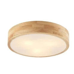 Lindby Deckenlampe Tanju, Ø40 cm, 3-flg., Kautschukholz, E27