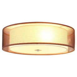 Lindby Deckenlampe Tobia, braun, Textil, Ø 50 cm, E27