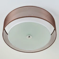 Lindby Deckenlampe Tobia, braun, Textil, Ø 50 cm, E27