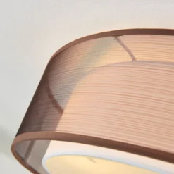 Lindby Deckenlampe Tobia, braun, Textil, Ø 50 cm, E27