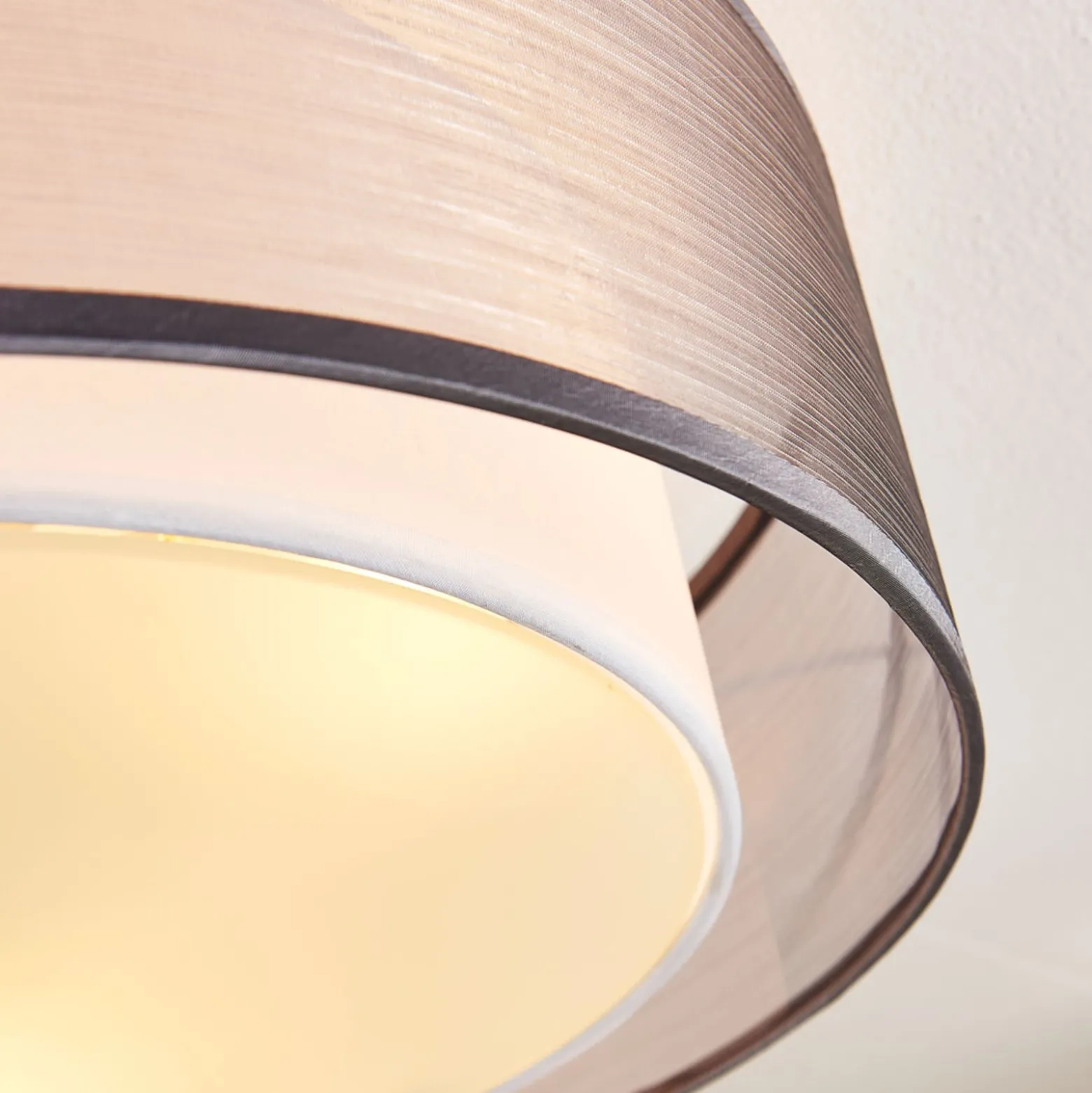 Lindby Deckenlampe Tobia, grau, Textil, Ø 50 cm, E27