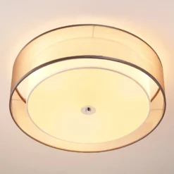 Lindby Deckenlampe Tobia, grau, Textil, Ø 50 cm, E27
