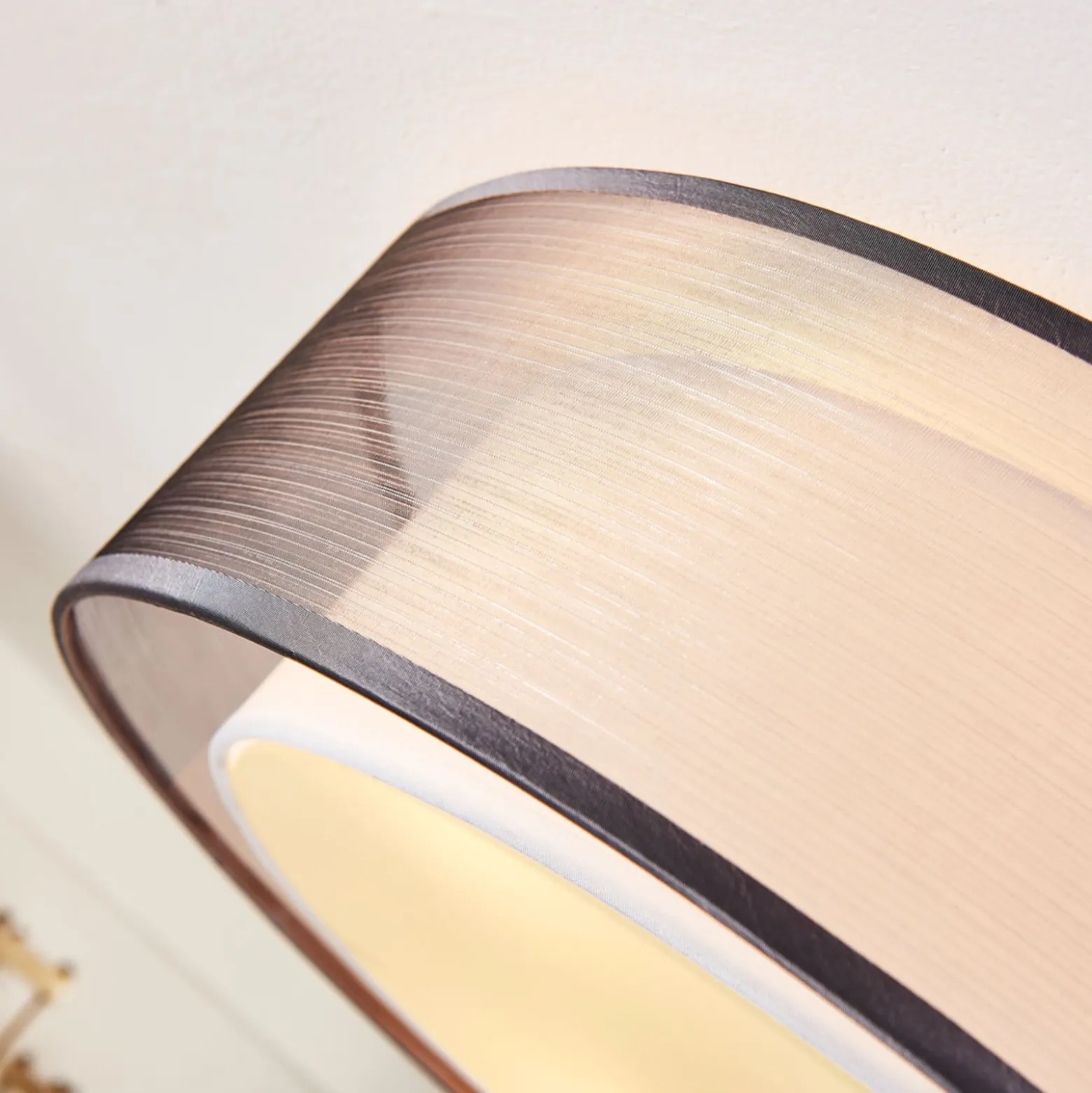 Lindby Deckenlampe Tobia, grau, Textil, Ø 50 cm, E27