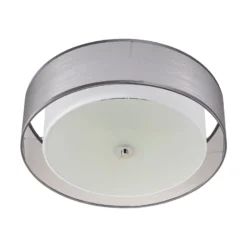 Lindby Deckenlampe Tobia, grau, Textil, Ø 50 cm, E27