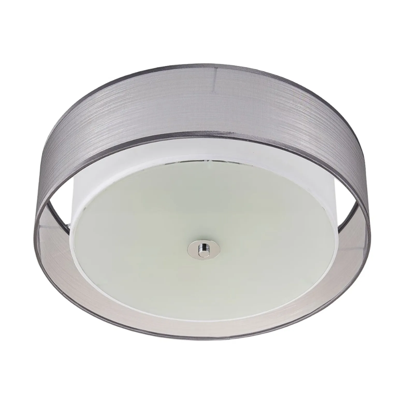 Lindby Deckenlampe Tobia, grau, Textil, Ø 50 cm, E27