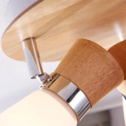 Lindby Deckenlampe Vivica, Ø 26 cm, chrom/Holz, 3-flammig