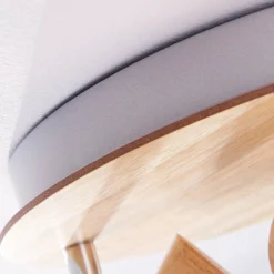 Lindby Deckenlampe Vivica, Ø 26 cm, chrom/Holz, 3-flammig