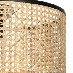 Lindby Deckenlampe Yaelle, Ø 40 cm, Rattan, schwarz, E27