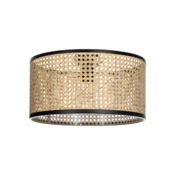 Lindby Deckenlampe Yaelle, Ø 40 cm, Rattan, schwarz, E27