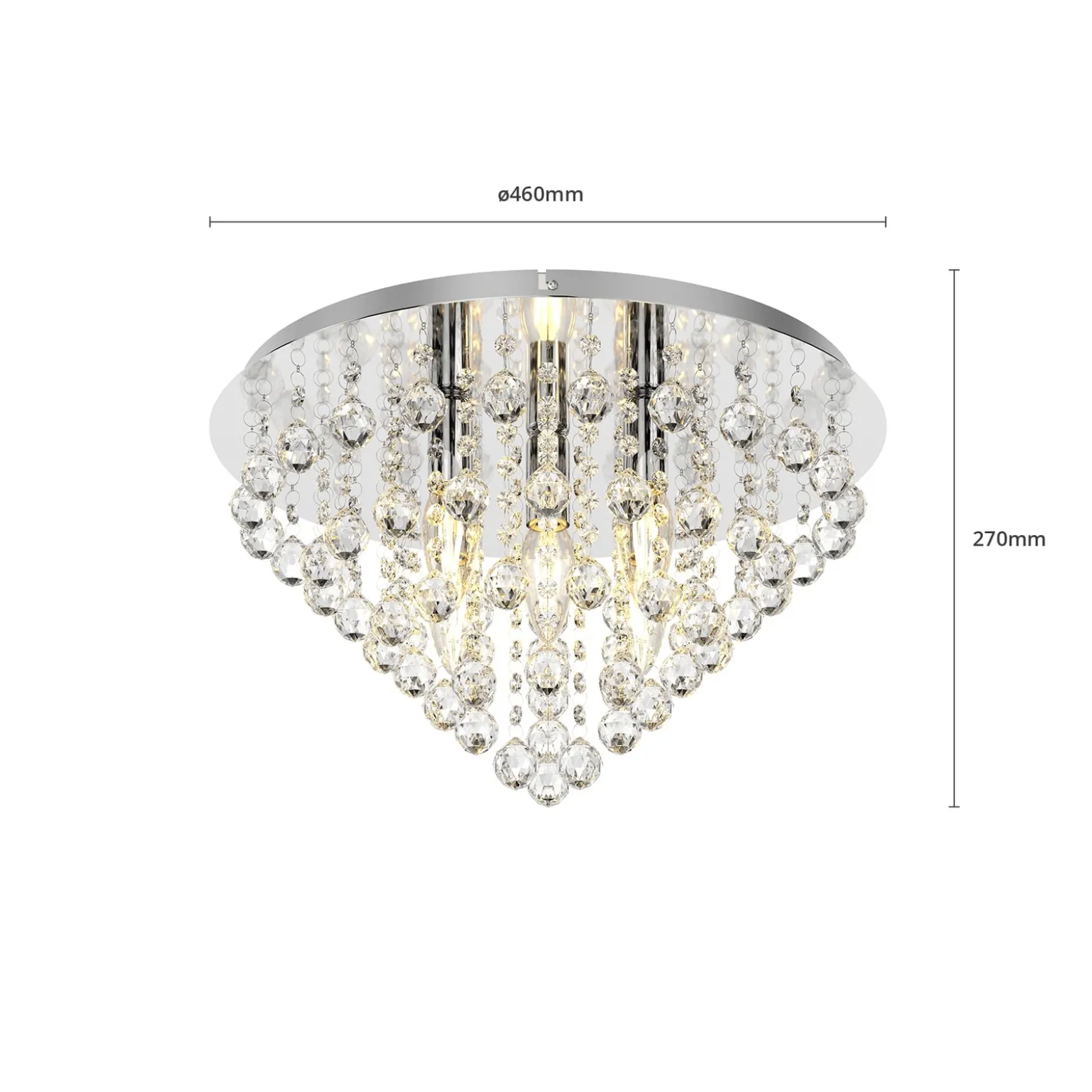 Lindby Deckenleuchte Annica, rund, chrom, Metall, Ø 46cm