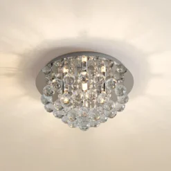 Lindby Deckenleuchte Antonino, Ø 35 cm, 4-flg., Kristall, G9