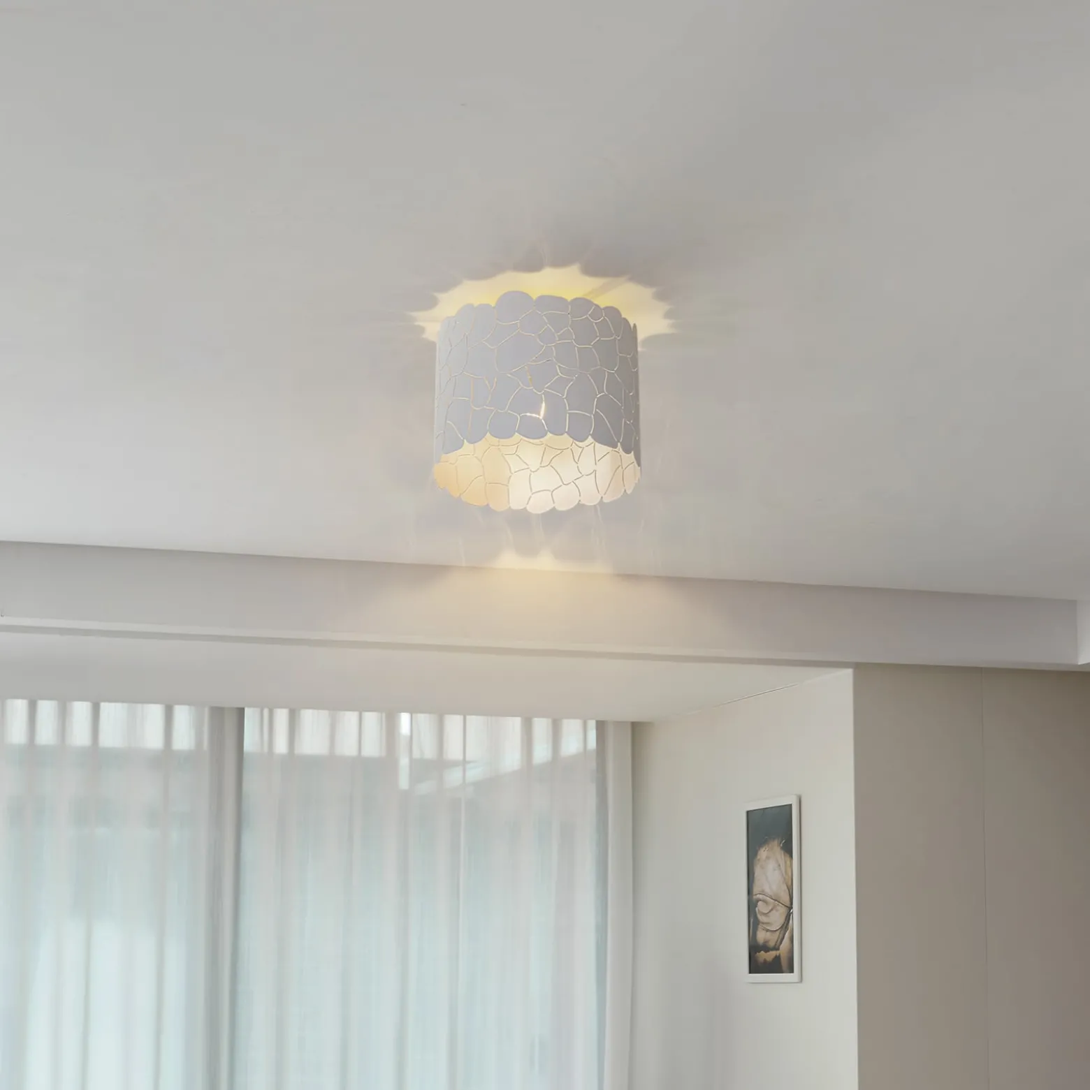 Lindby Deckenleuchte Aralena, weiß, Metall, Ø 26 cm