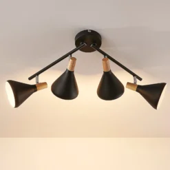 Lindby Deckenleuchte Arina, 68 cm, schwarz, 4-flammig, E14