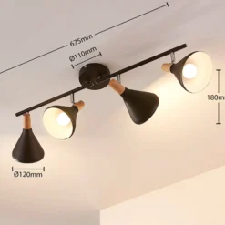 Lindby Deckenleuchte Arina, 68 cm, schwarz, 4-flammig, E14