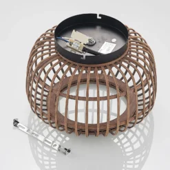 Lindby Deckenleuchte Bominio, Ø 33 cm, Rattan, Holz, E27