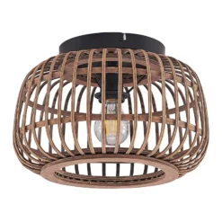 Lindby Deckenleuchte Bominio, Ø 33 cm, Rattan, Holz, E27