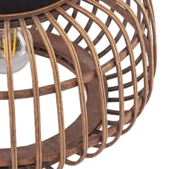 Lindby Deckenleuchte Bominio, Ø 33 cm, Rattan, Holz, E27