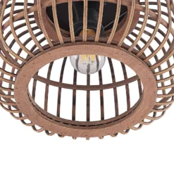 Lindby Deckenleuchte Bominio, Ø 33 cm, Rattan, Holz, E27