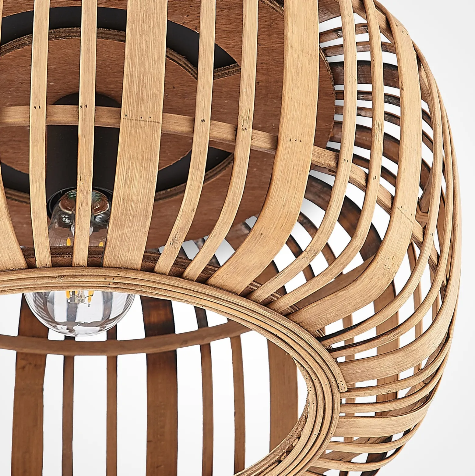 Lindby Deckenleuchte Canyana, natur, Rattan, Ø 40 cm