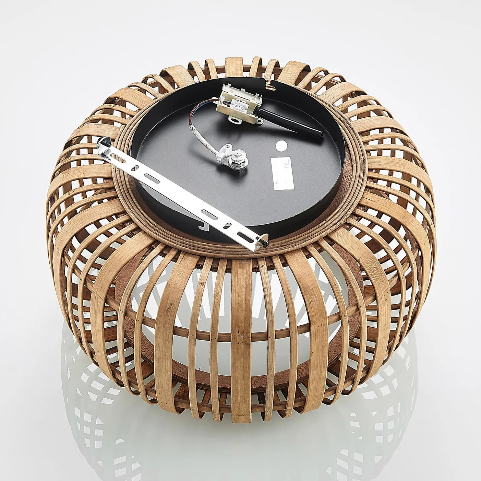 Lindby Deckenleuchte Canyana, natur, Rattan, Ø 40 cm