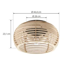 Lindby Deckenleuchte Ediz, 1-flammig, E27, Holz, Ø 44,4 cm