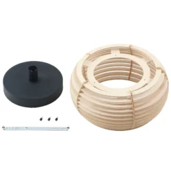 Lindby Deckenleuchte Ediz, 1-flammig, E27, Holz, Ø 44,4 cm