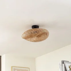 Lindby Deckenleuchte Eleane, Bambus, natur, Ø 50 cm